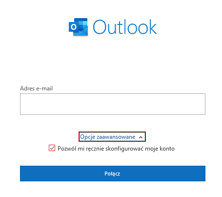 Konfiguracja poczty Outlook krok 1